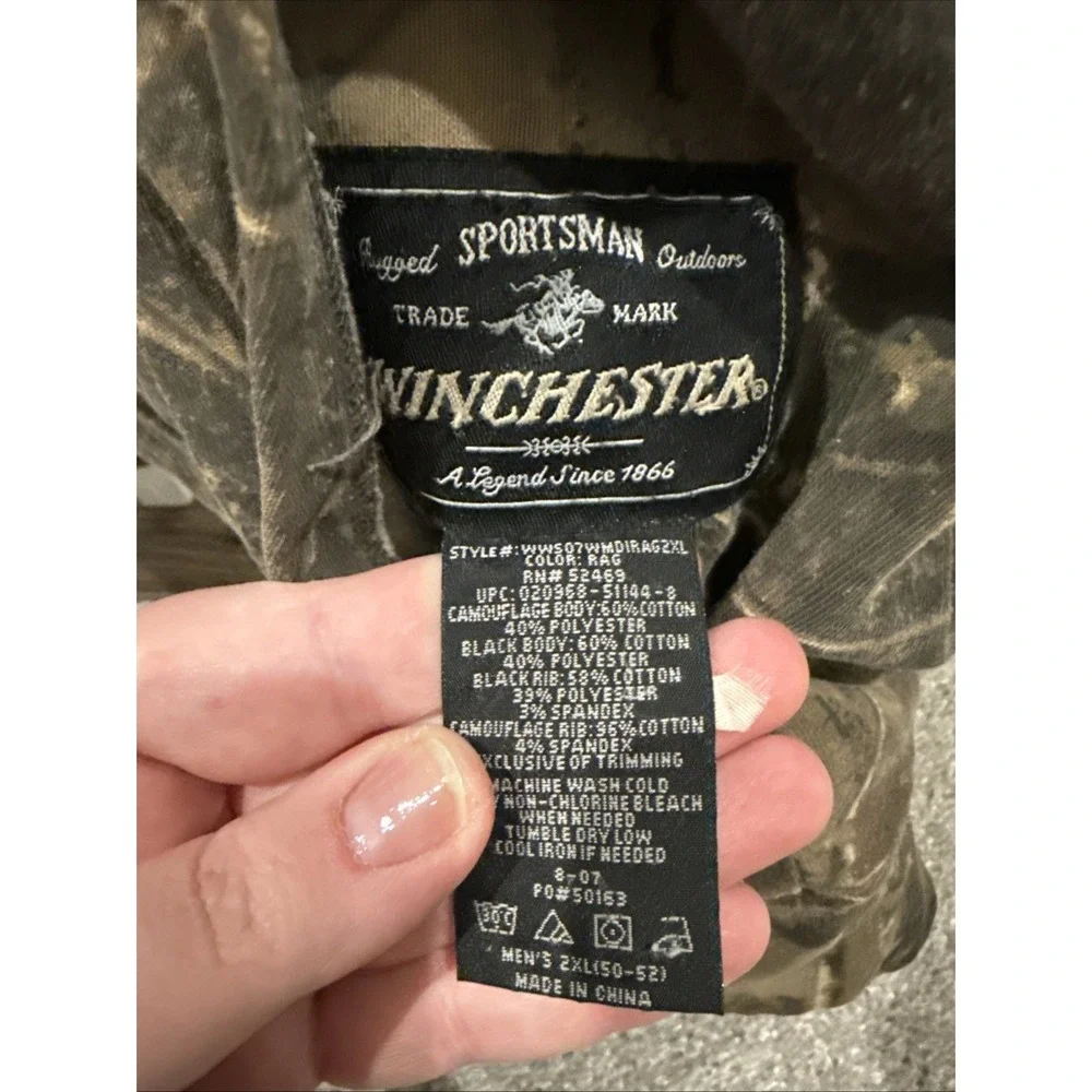 Winchester Reversible Hoodie Mens 2XL Camo Black Full Zip Rugged Sportsman READ